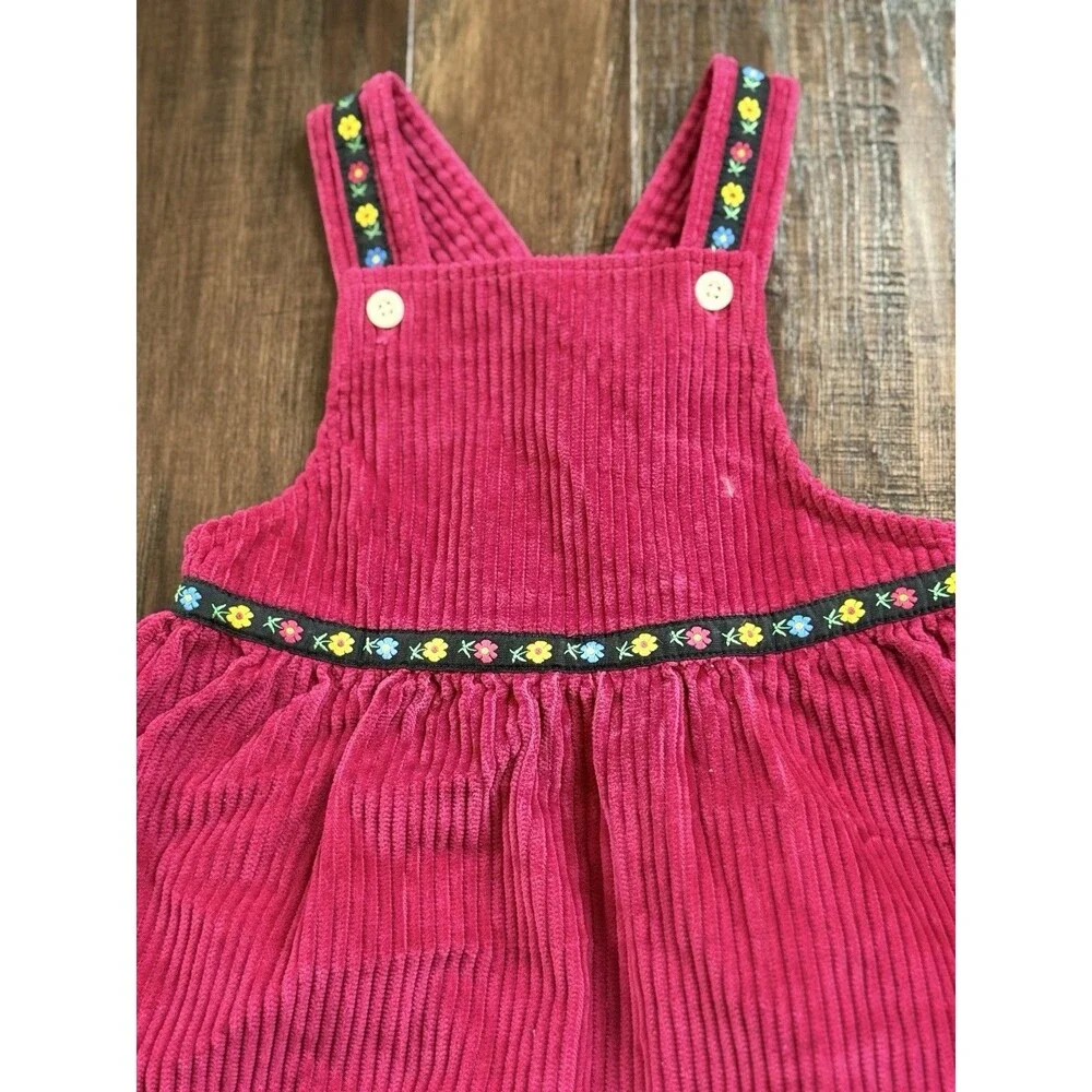 Rare Vintage Old Navy Toddler 12-18 Months Large Pink Corduroy Overall Girls
